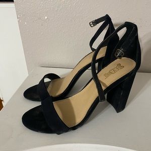 Suede Black Chunky Heel